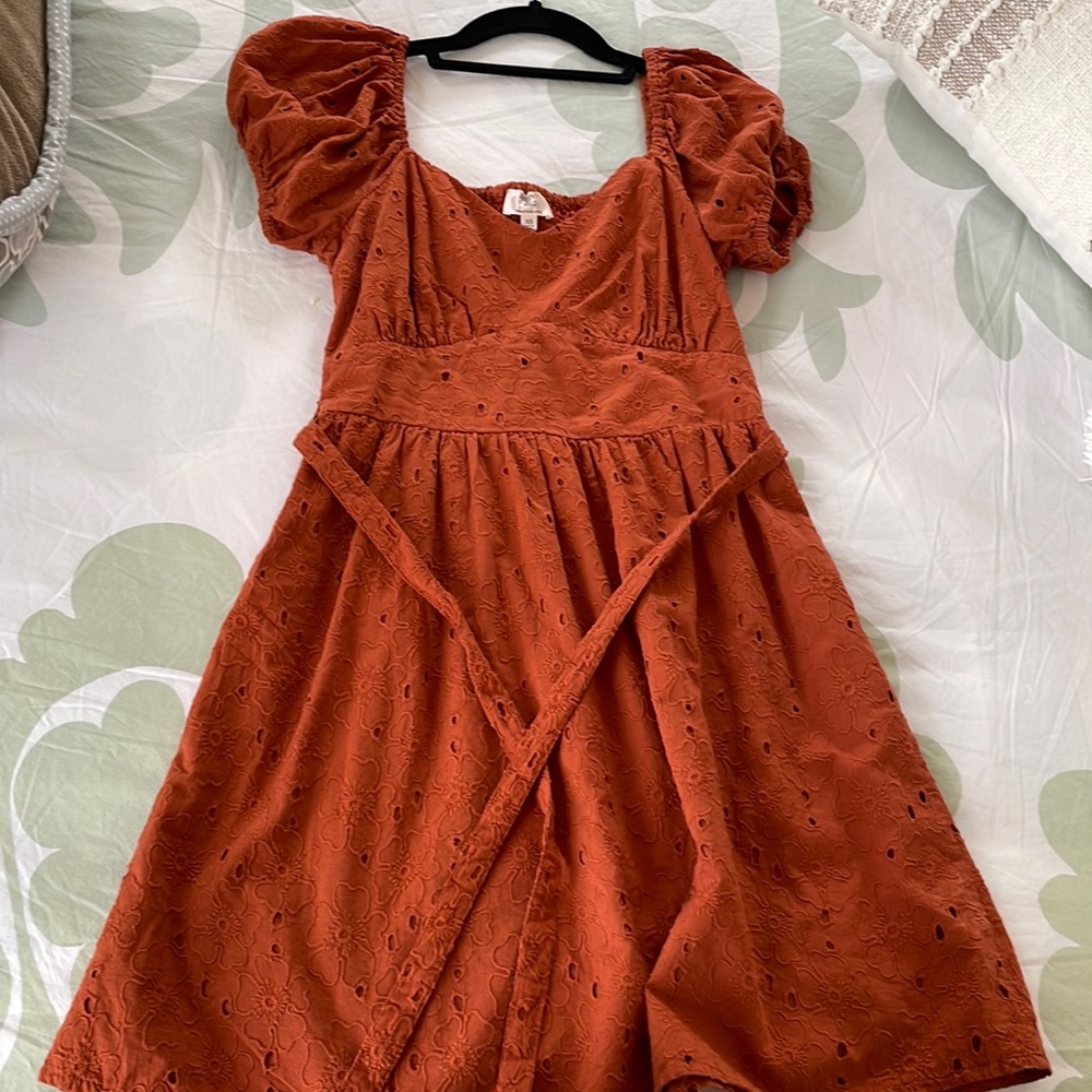 Dizzy Lizzy Eyelet Tie-back Cotton Dress